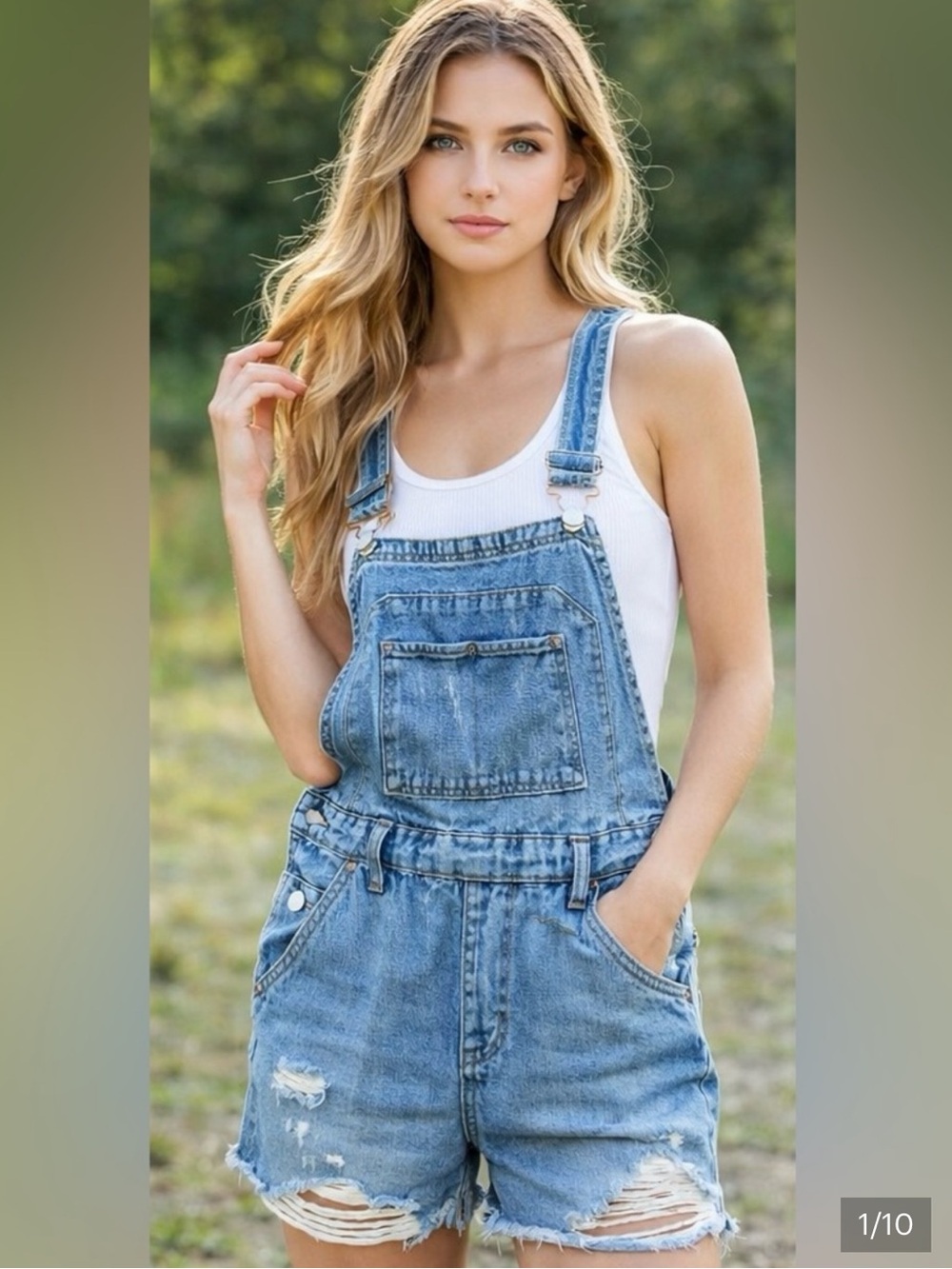 New Wild Fable Target Y2K Blue Distressed Cotton Denim Shortalls Overalls